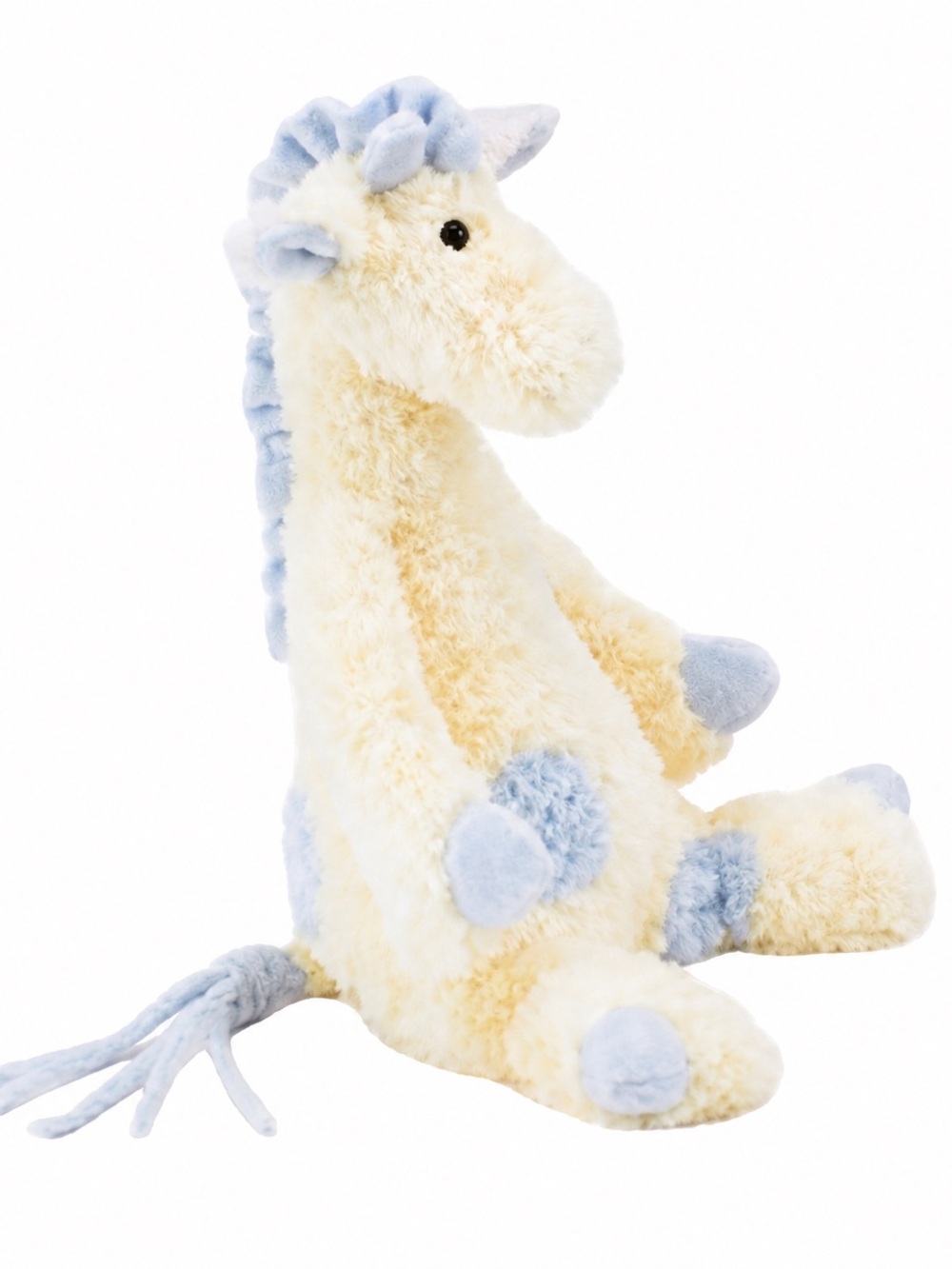 Rare Jellycat giraffe plush in blue and ivory